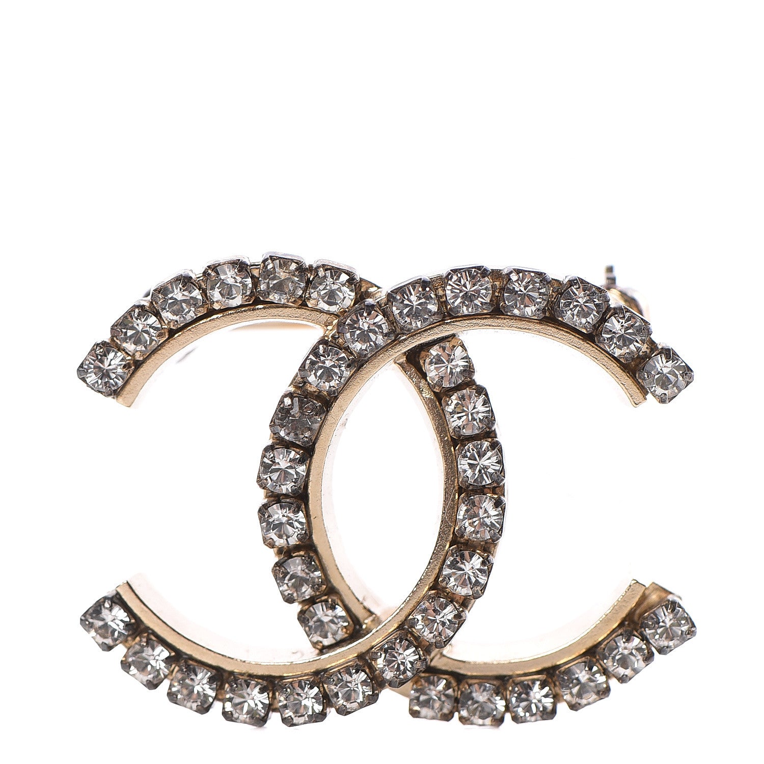 Chanel Crystal CC Brooch Gold 1 of 4