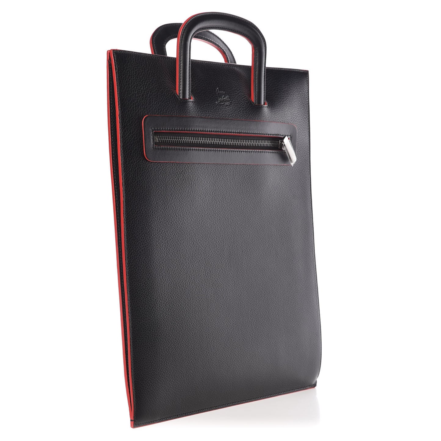 Calfskin Spiked Large Trictrac Portfolio Bag Black