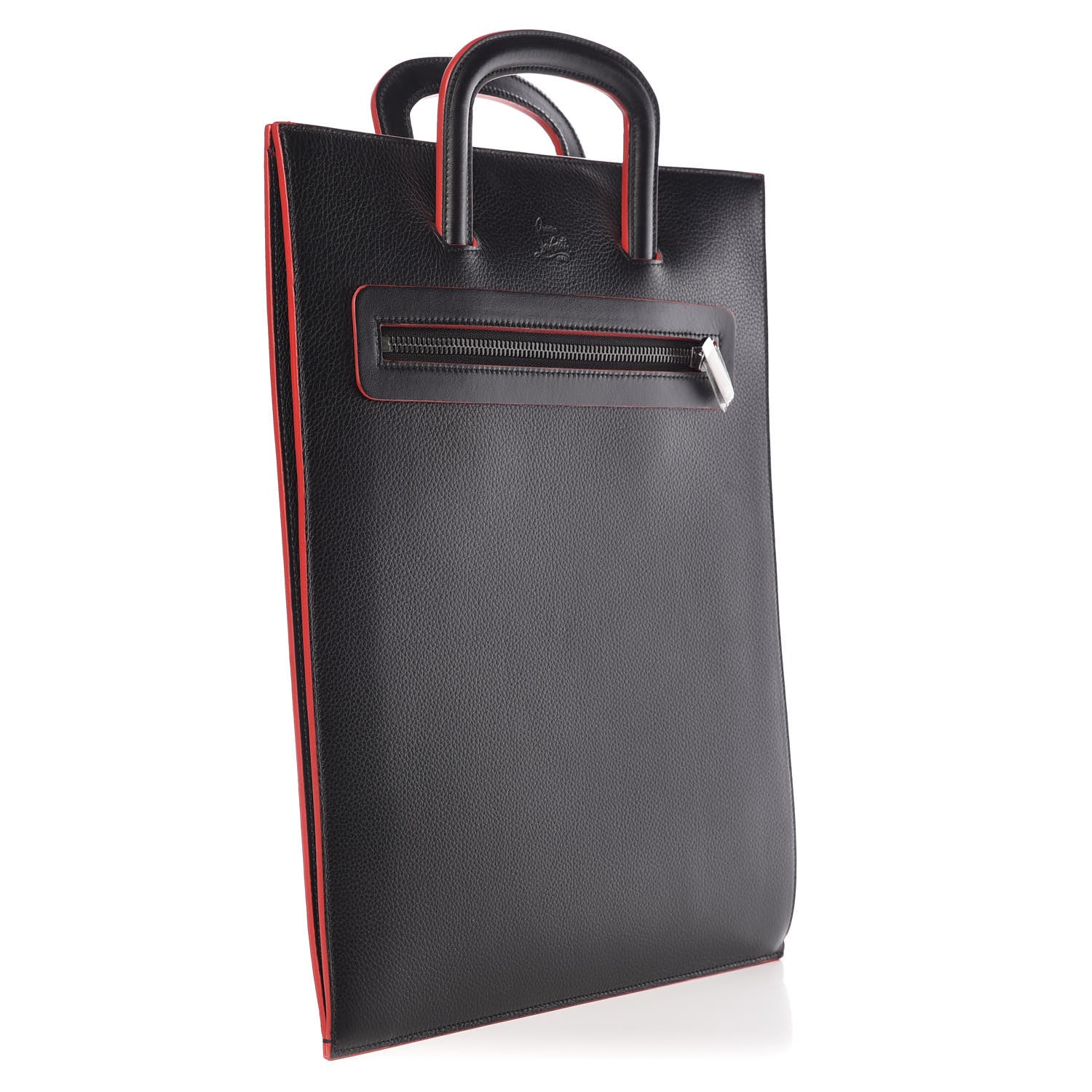 Christian Louboutin Calfskin Spiked Large Trictrac Portfolio Bag Black 4 of 12