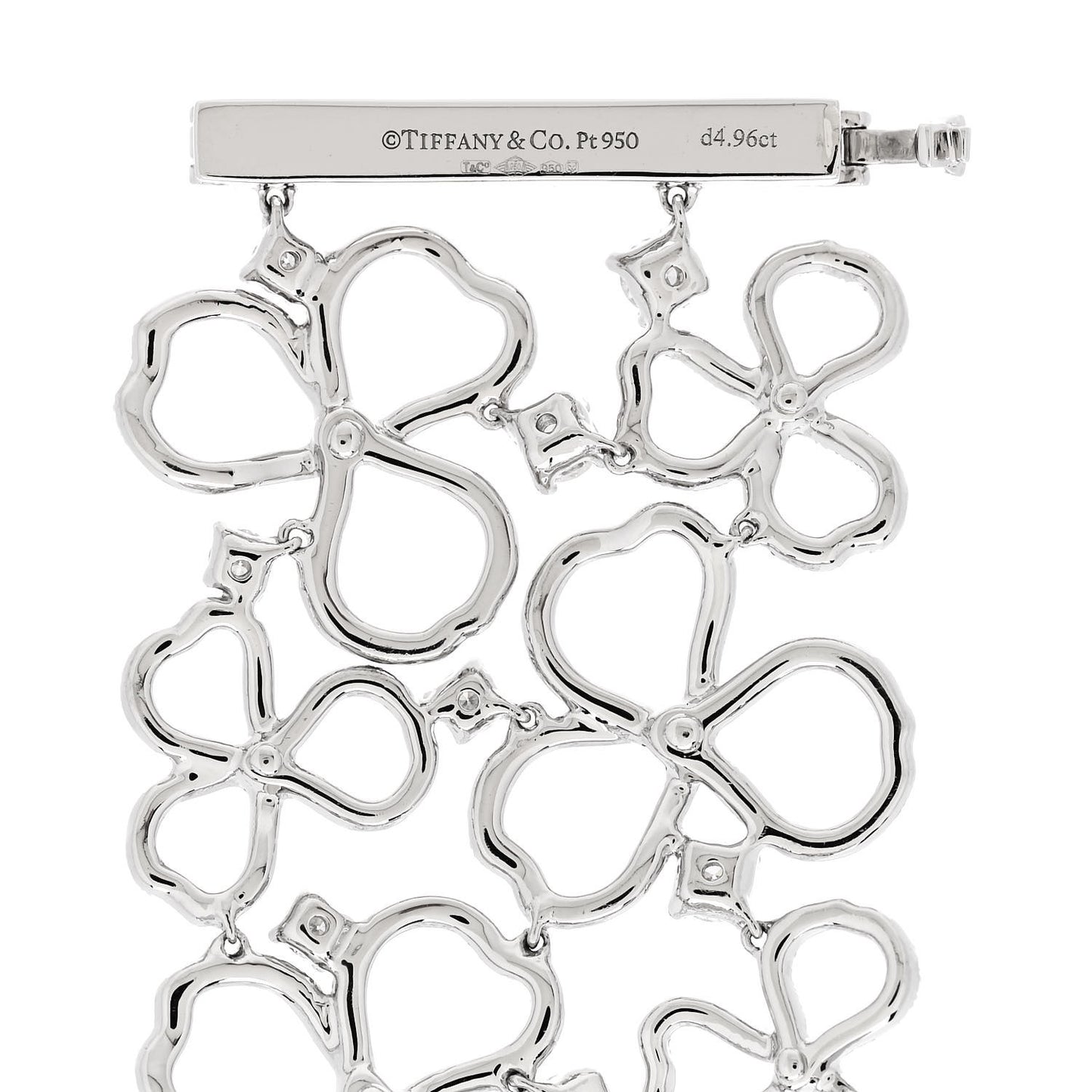 Platinum Diamond Wide Paper Flowers Bracelet