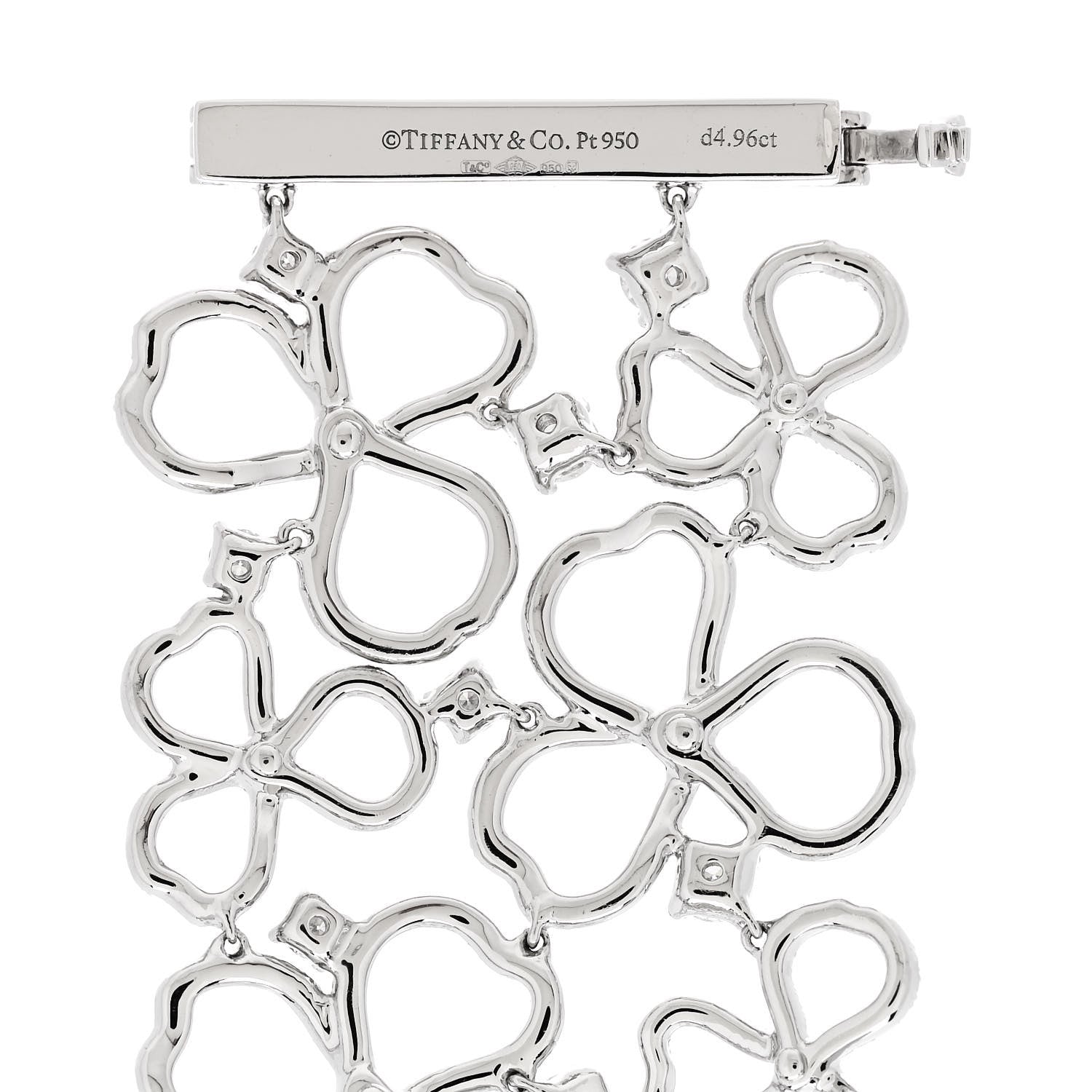 Tiffany Platinum Diamond Wide Paper Flowers Bracelet 3 of 4