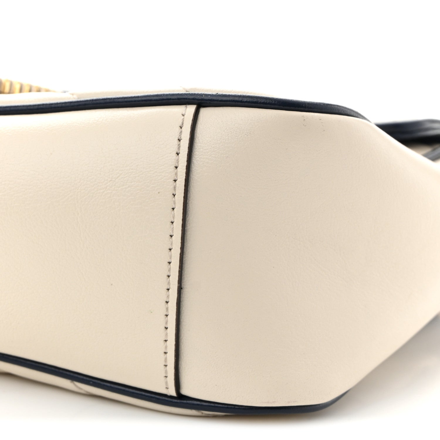 Gucci Vintage Effect Calfskin Matelasse Diagonal Small Torchon GG Marmont Shoulder Bag Mystic White Blue Agata 10 of 14