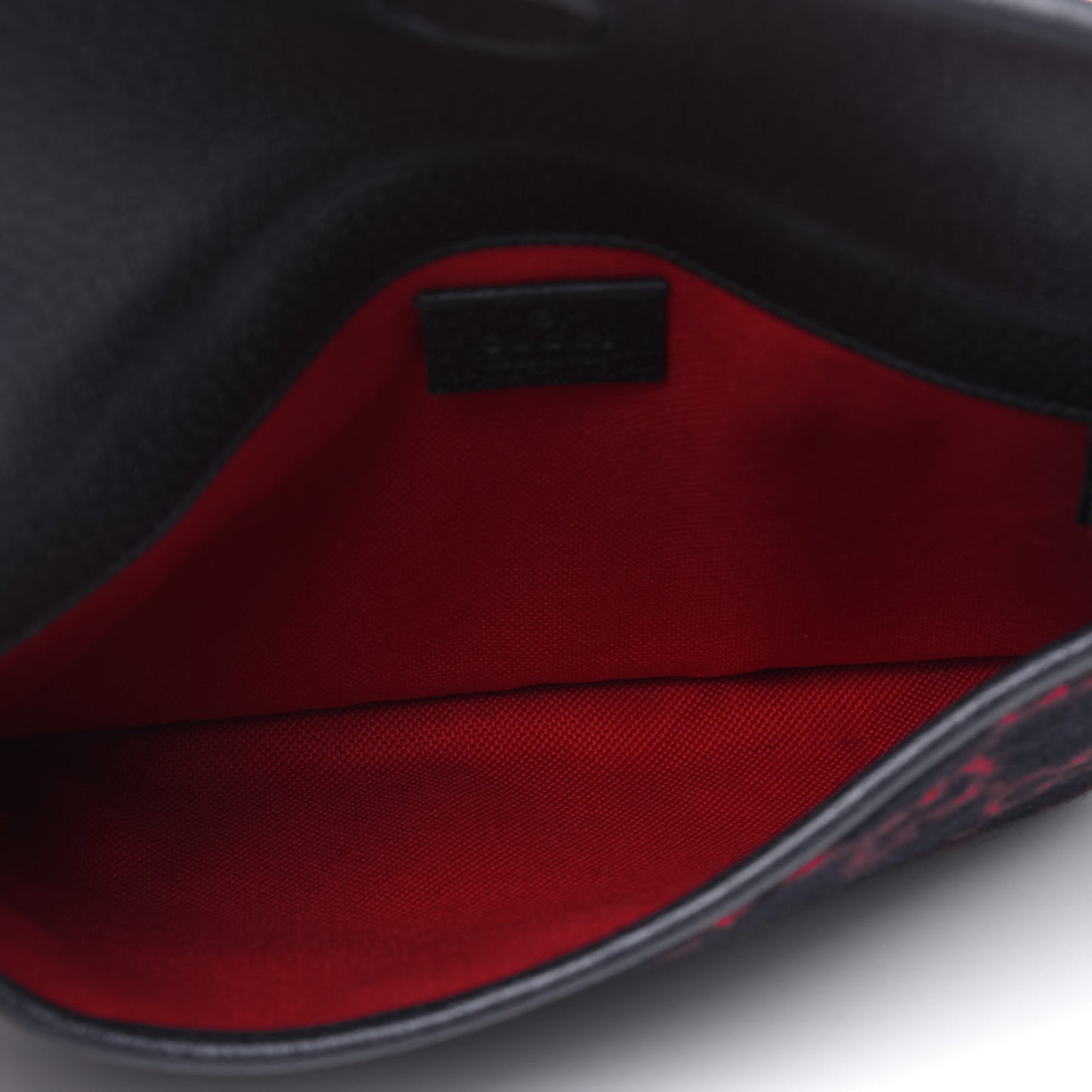 Covered Wool GG Monogram Slim Belt Bag Navy Red