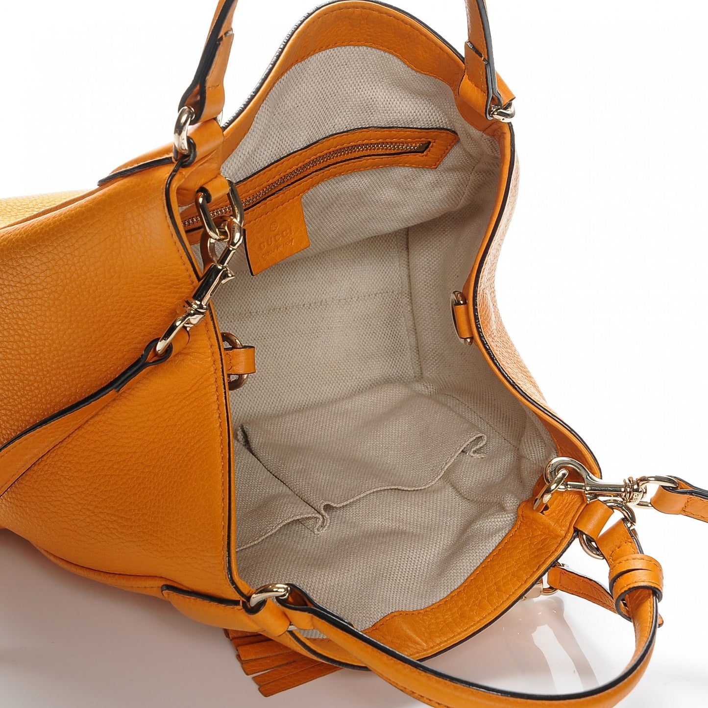 Pebbled Calfskin Small Soho Shoulder Bag Curcuma