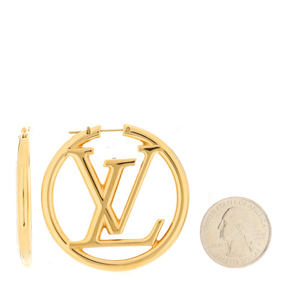 Louis Vuitton Metal Louise Hoop Earrings Gold 2 of 5