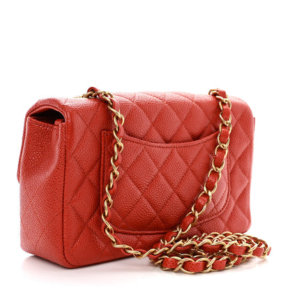 Chanel Pearly Caviar Quilted Mini Rectangular Flap Orange 3 of 11