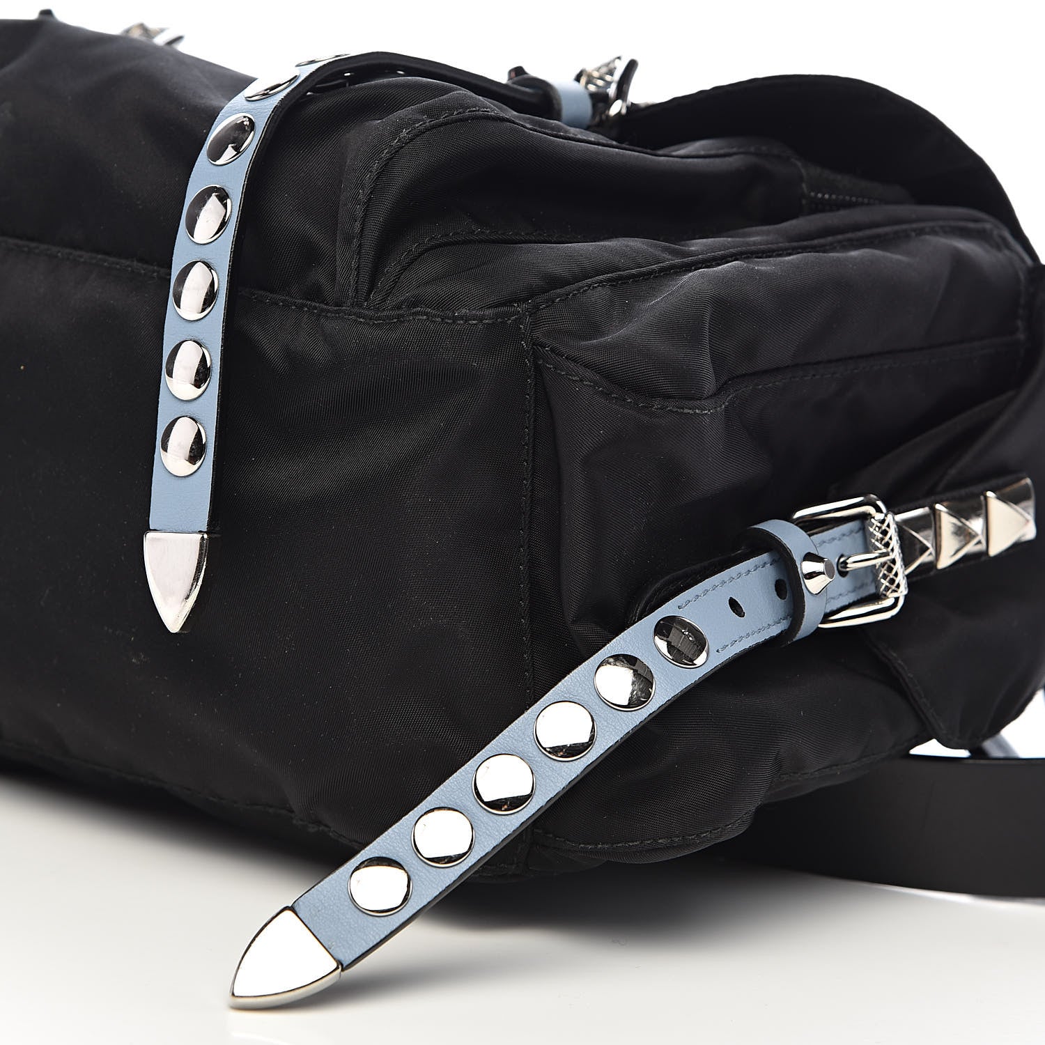 Prada Nylon New Vela Studded Messenger Black Astrale 10 of 11