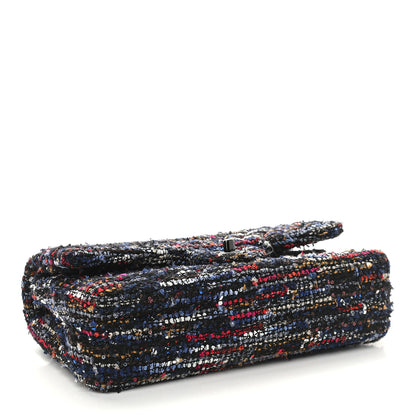 Chanel Tweed Sequin Chevron Quilted Medium Double Flap Multicolor 4 of 9