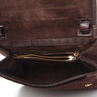 Nancy Gonzalez Crocodile Suede Shoulder Bag Brown 5 of 12