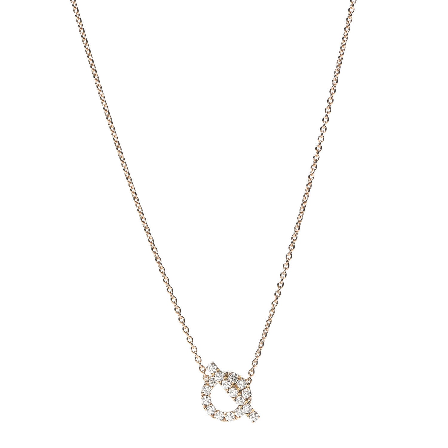 Hermes 18K Rose Gold Diamond Finesse Pendant Necklace 1 of 6