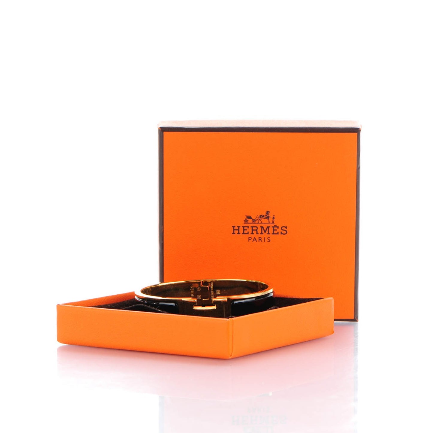 Enamel Narrow Clic Clac H Bracelet PM Black