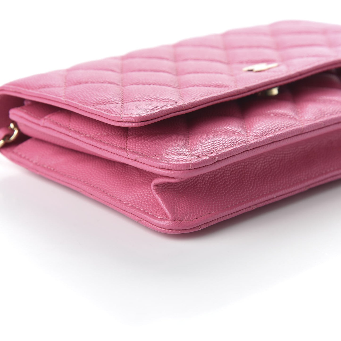 Caviar Quilted Wallet on Chain WOC Pink