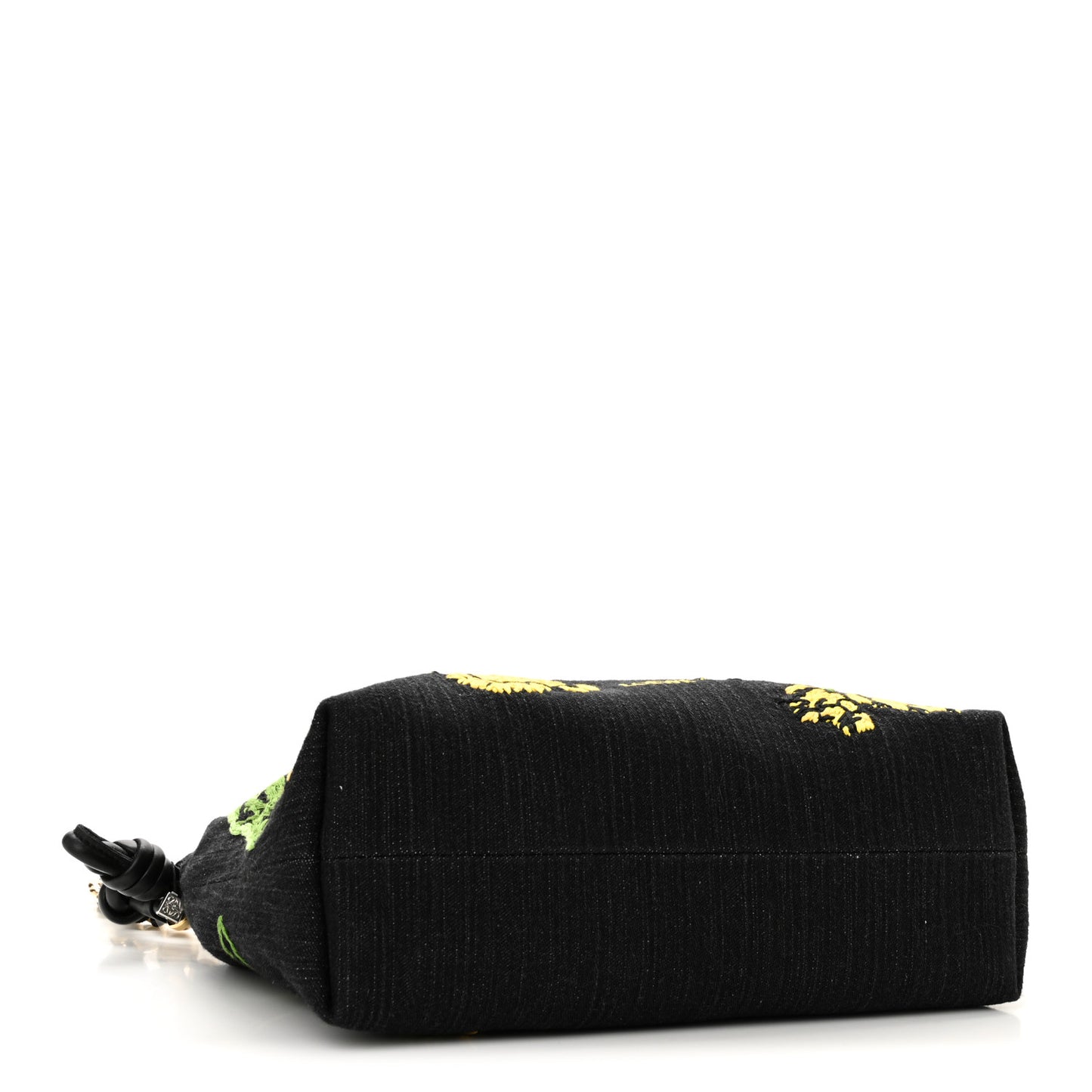 Denim Calfskin Tulip Paulas Ibiza Medium Donut Chain Flamenco Knot Clutch Black Multicolor