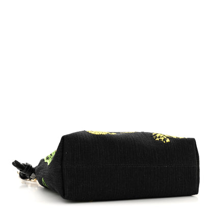 Loewe Denim Calfskin Tulip Paulas Ibiza Medium Donut Chain Flamenco Knot Clutch Black Multicolor 4 of 9
