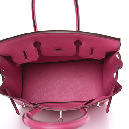 Hermes Chevre Mysore Birkin 30 Rose Shocking 5 of 9