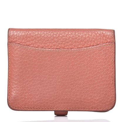 Hermes Taurillon Clemence Dogon Card Case Rose Thè 4 of 18