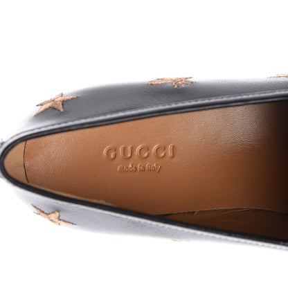 Gucci Goatskin Bee Star Embroidered Womens Jordaan Loafers 38 Black 5 of 9
