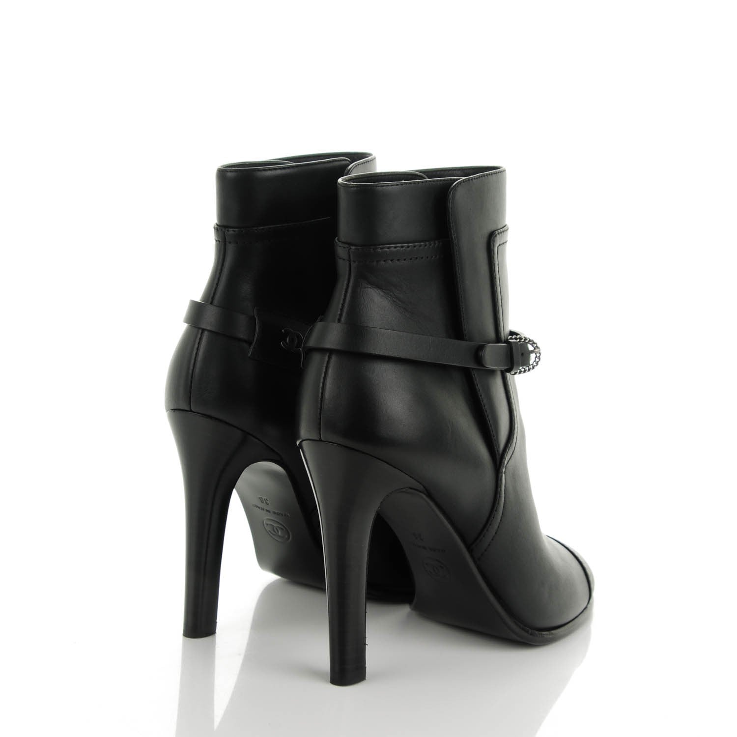 Chanel Calfskin Buckle Short Boots 36 Black 4 of 7