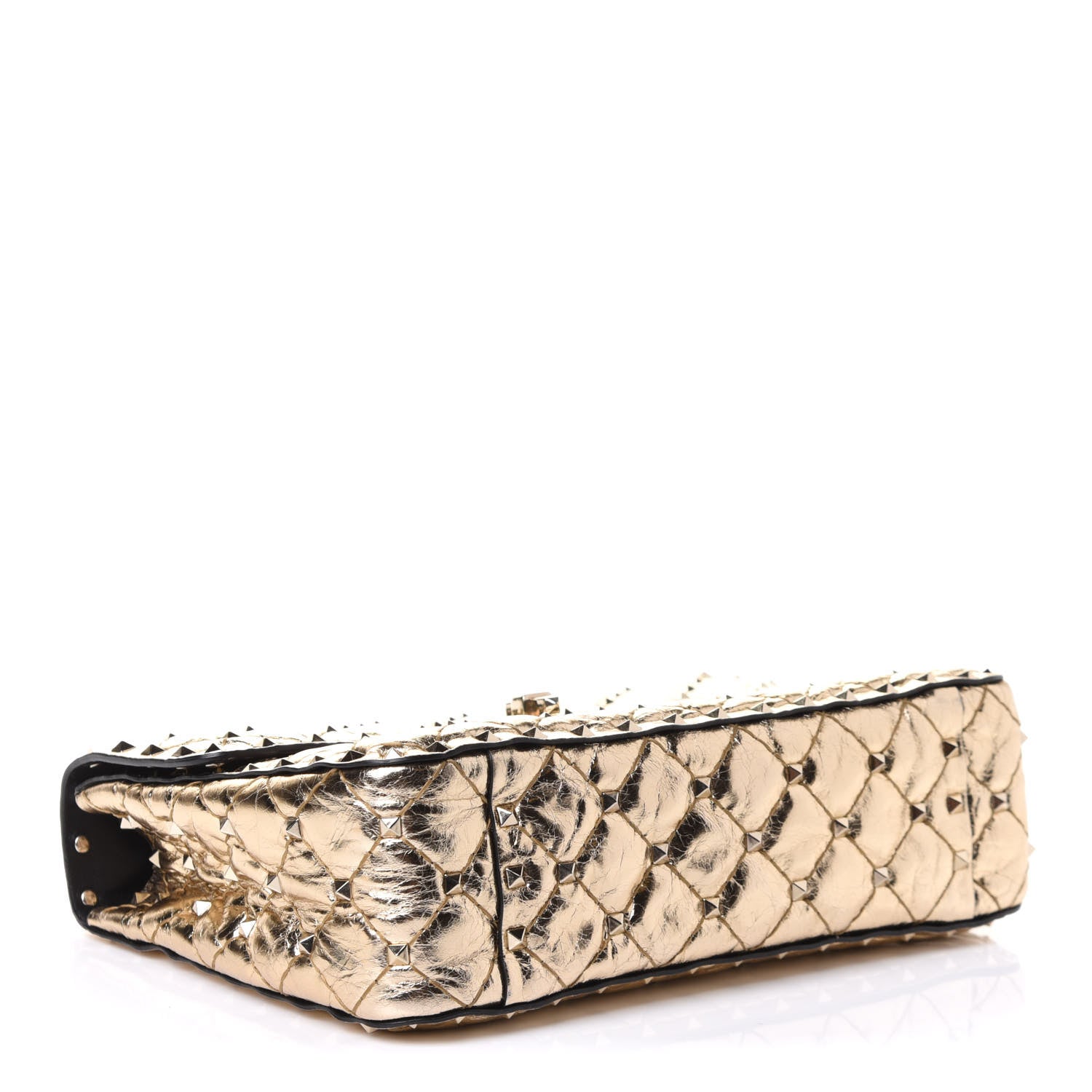 Valentino Garavani Metallic Wrinkled Lambskin Medium Rockstud Spike Shoulder Bag Mekong 3 of 9