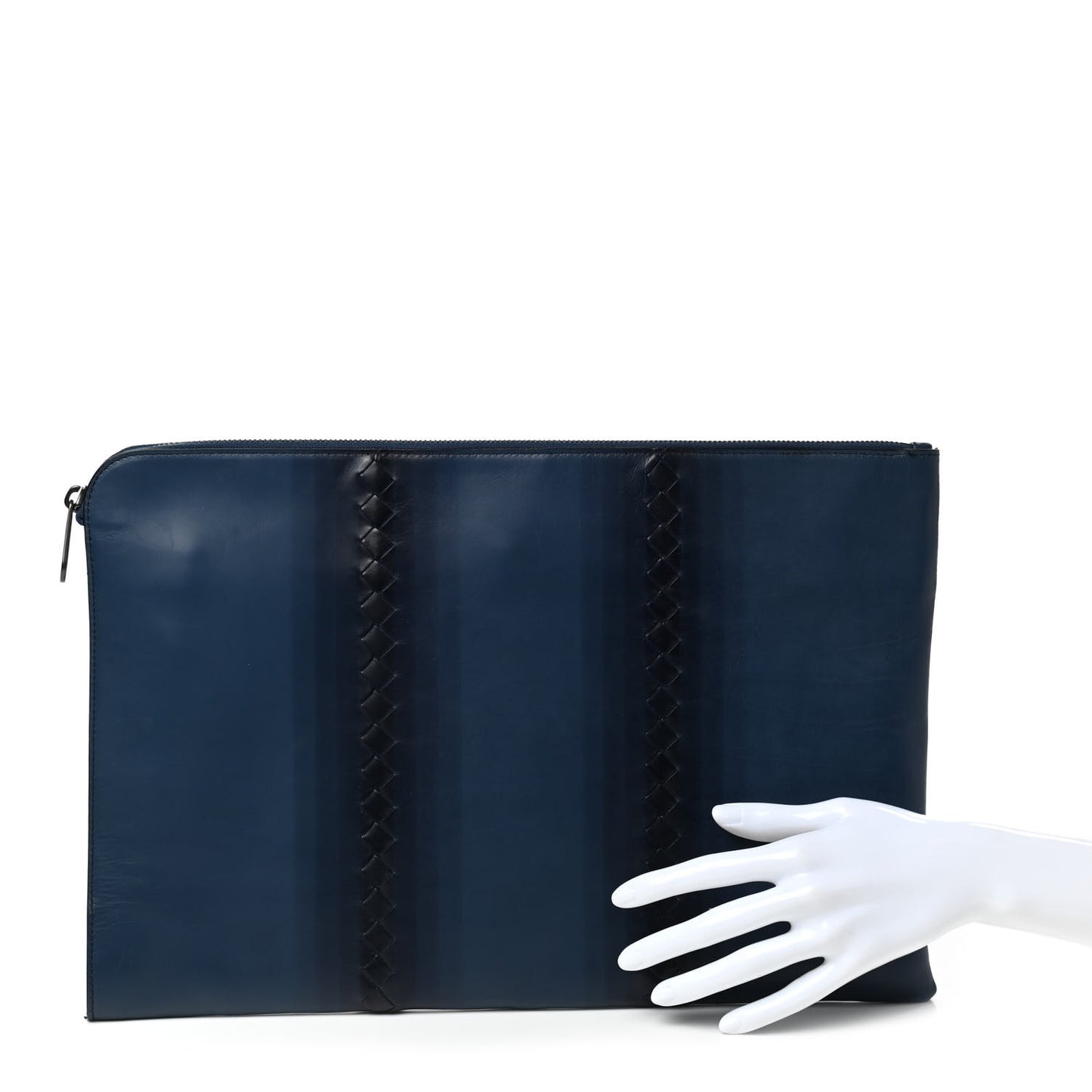 Nappa Braided Document Case Navy