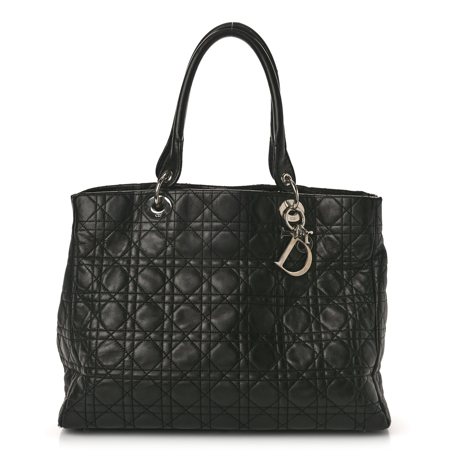 Lambskin Cannage Large Soft Lady Dior Shopping Tote Black