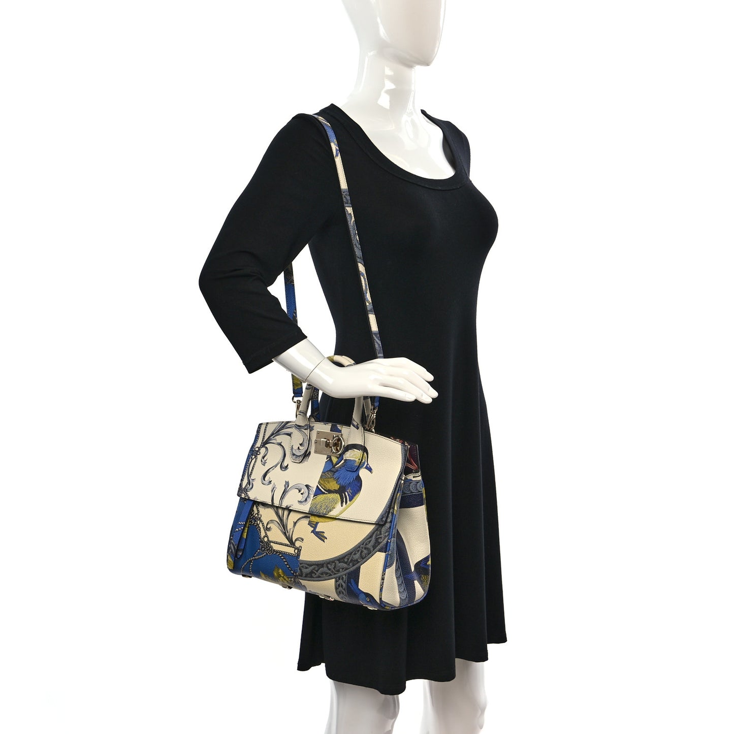 Calfskin Print The Studio Bag White Multicolor
