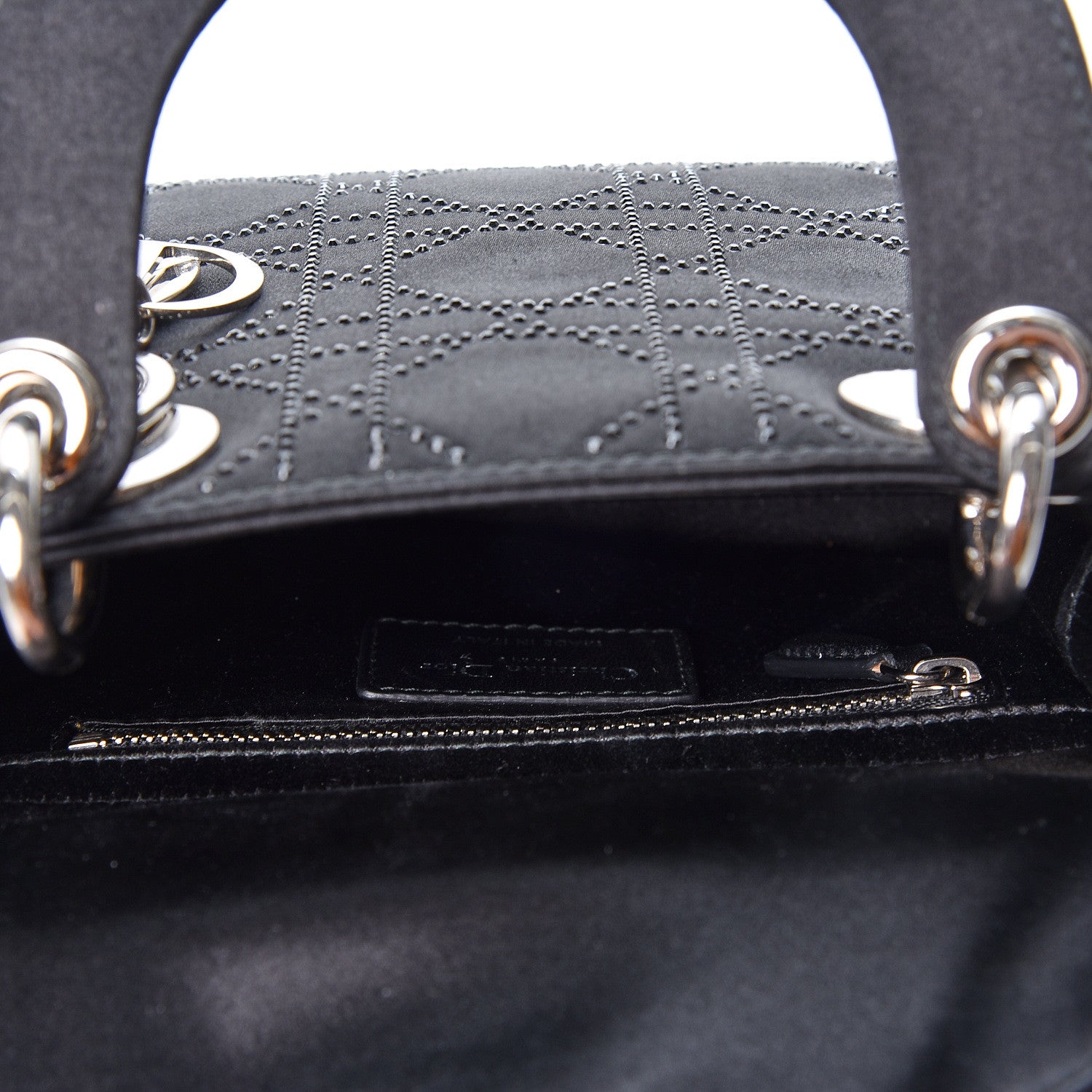 Christian Dior Satin Crystal Cannage Mini Lady Dior Black 4 of 8