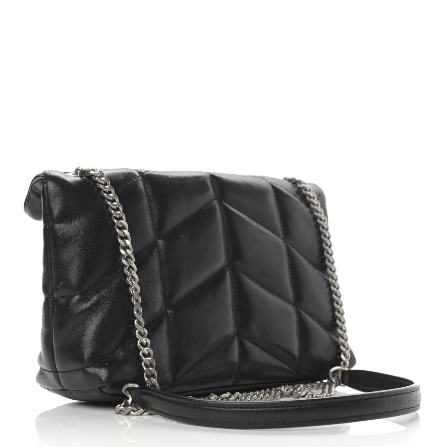 Lambskin Quilted Toy Loulou Puffer Monogram Chain Satchel Black