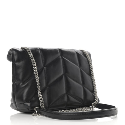Saint Laurent Lambskin Quilted Toy Loulou Puffer Monogram Chain Satchel Black 3 of 16
