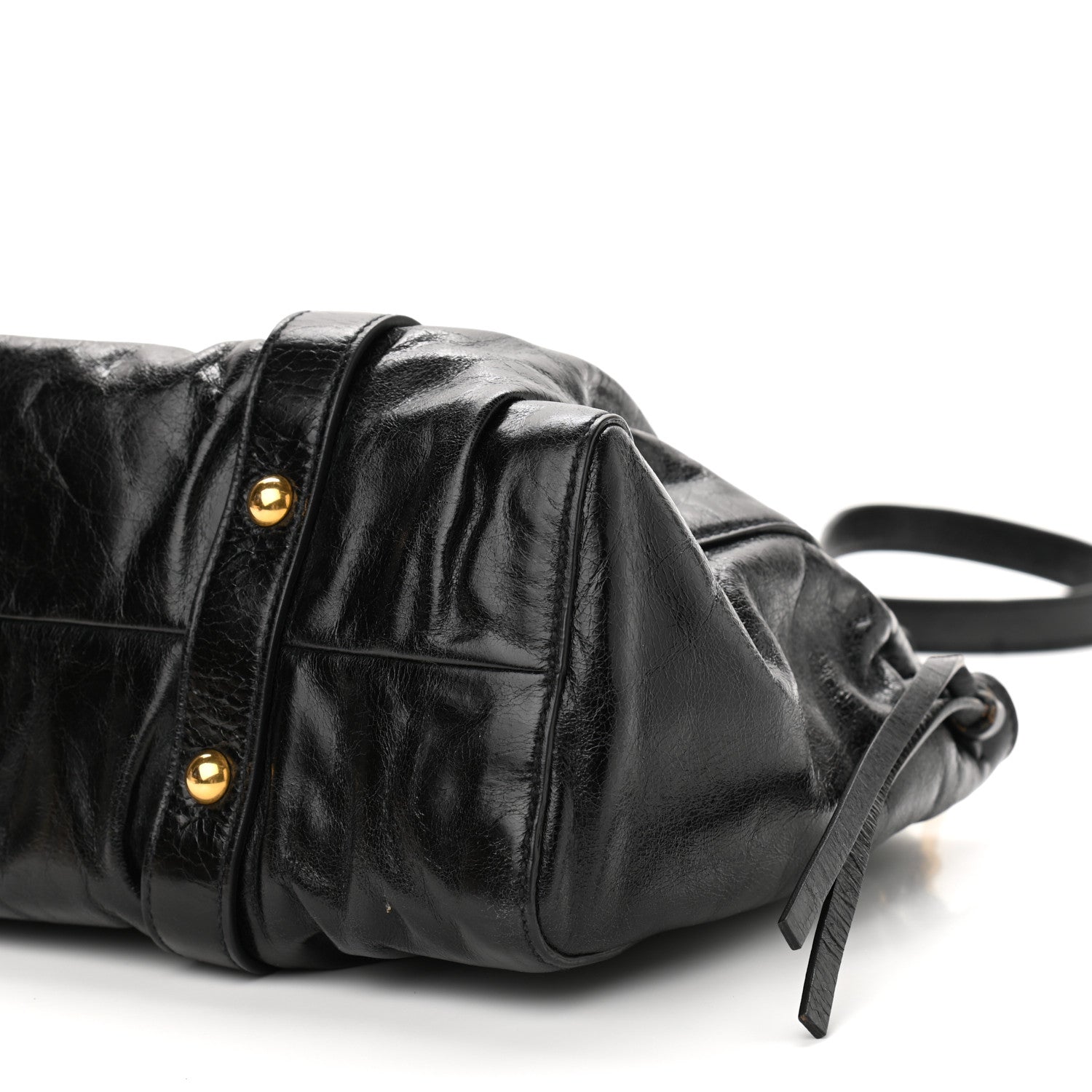 Miu Miu Vitello Lux Gathered Tote Black 9 of 11