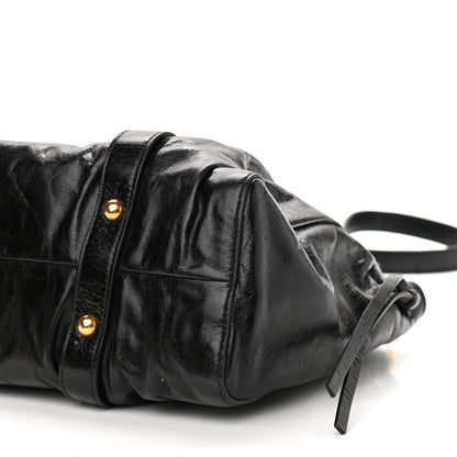 Miu Miu Vitello Lux Gathered Tote Black 9 of 11