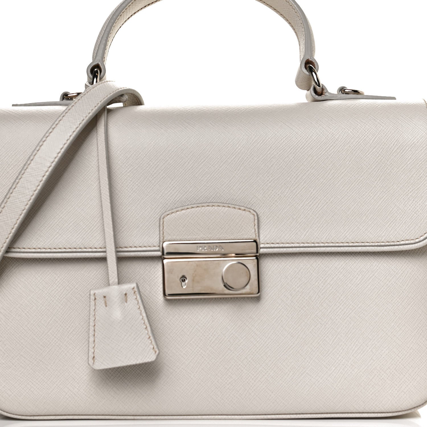 Prada Saffiano Lux Sound Top Handle Pomice 7 of 9