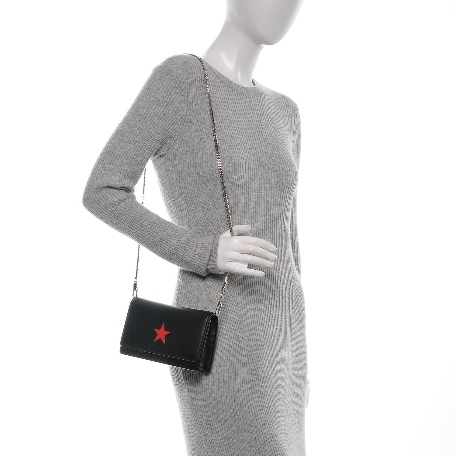 Givenchy Calfskin Star Pandora Chain Wallet Black 2 of 7