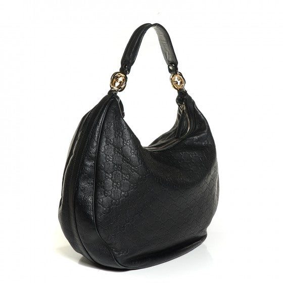 Guccissima GG Twins Large Hobo Black