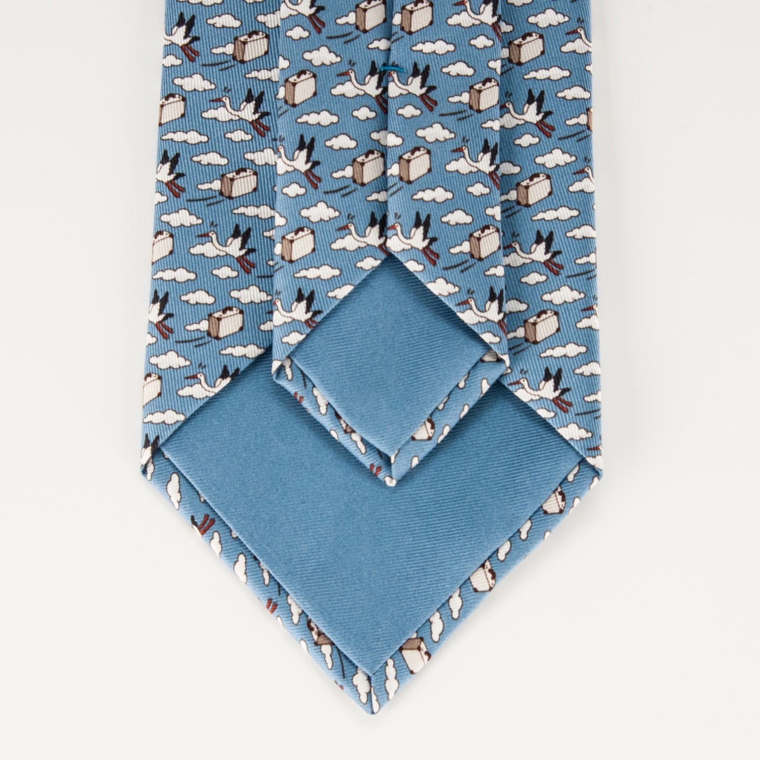 Hermes Printed Silk Mens Neck Tie Bleu 5 of 5