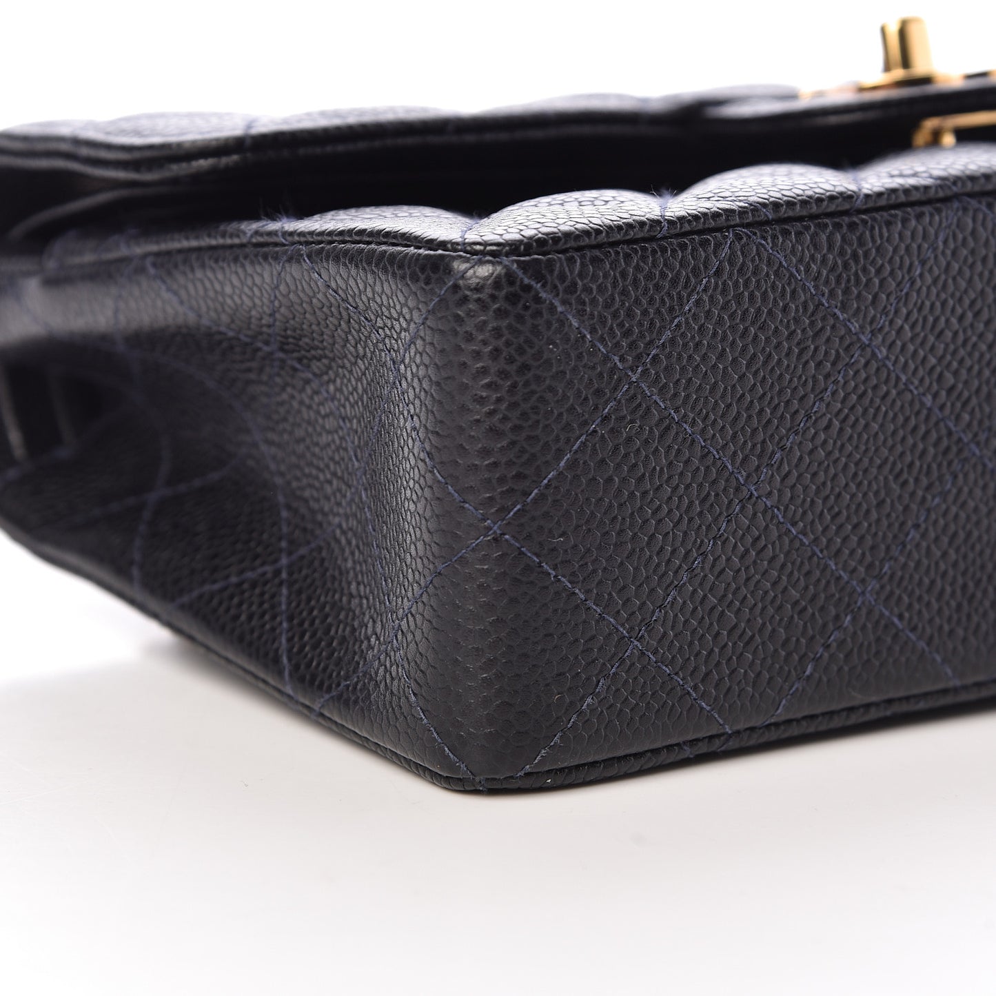 Caviar Quilted Small Double Flap Navy