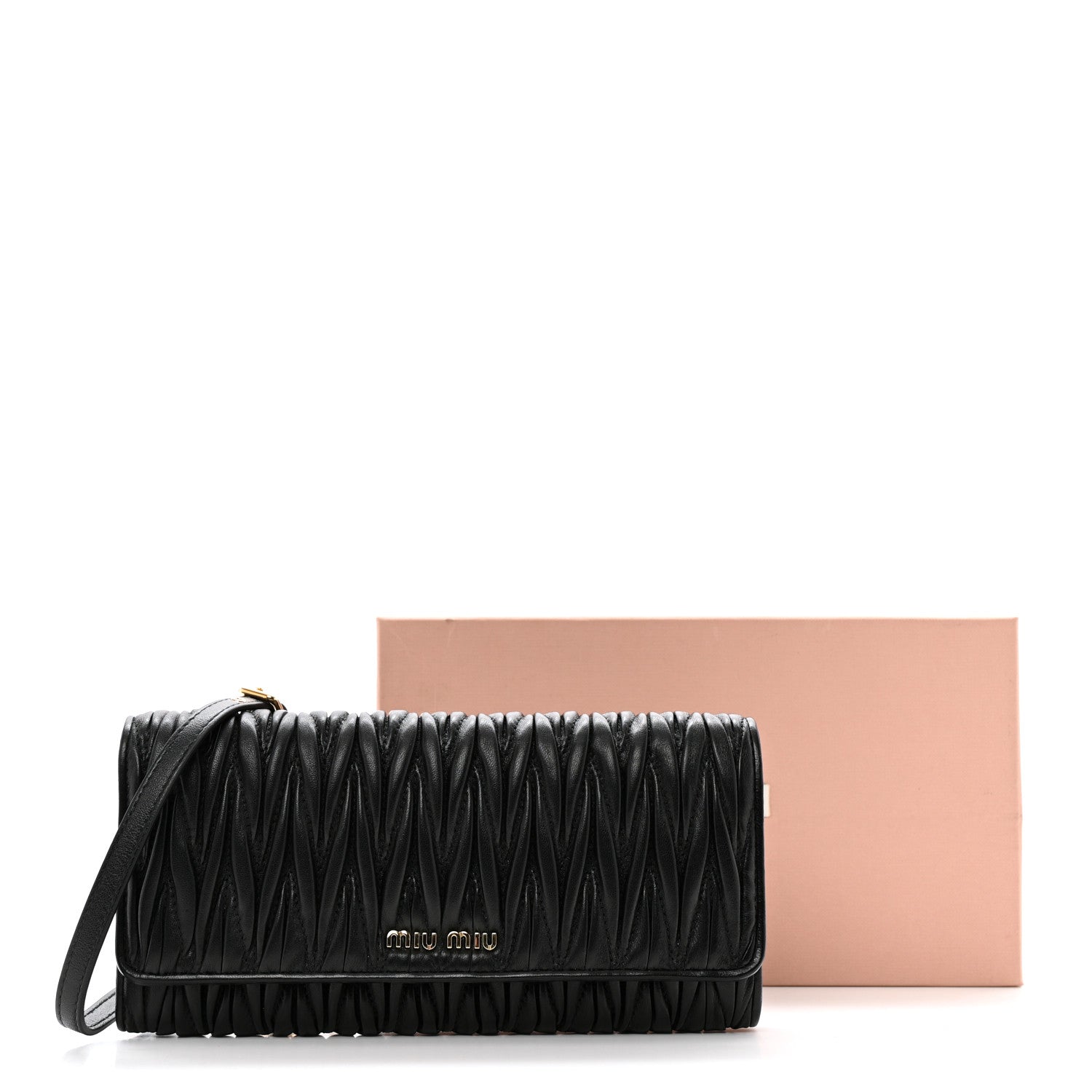 Miu Miu Nappa Matelasse Wallet On Chain Black 11 of 11