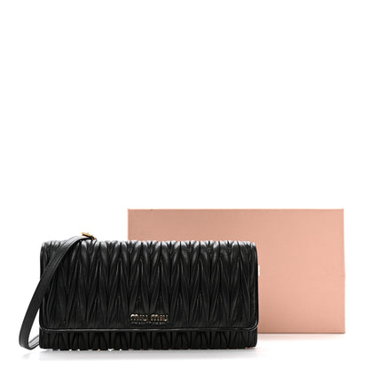 Miu Miu Nappa Matelasse Wallet On Chain Black 11 of 11
