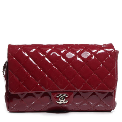 Chanel Patent Quilted Clutch Flap Red 1 of 8