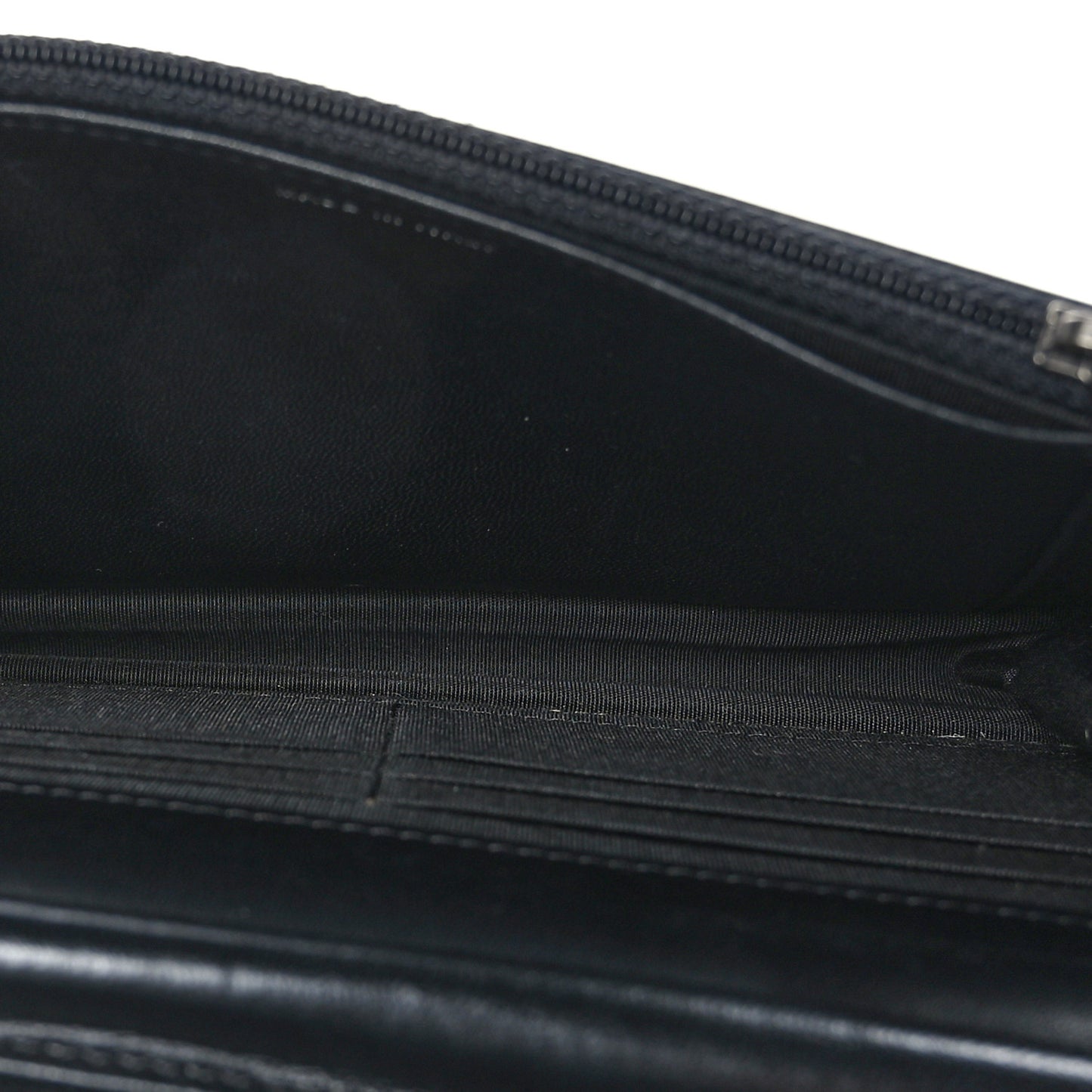 Grained Calfskin Chevron Quilted Boy Wallet On Chain WOC Black