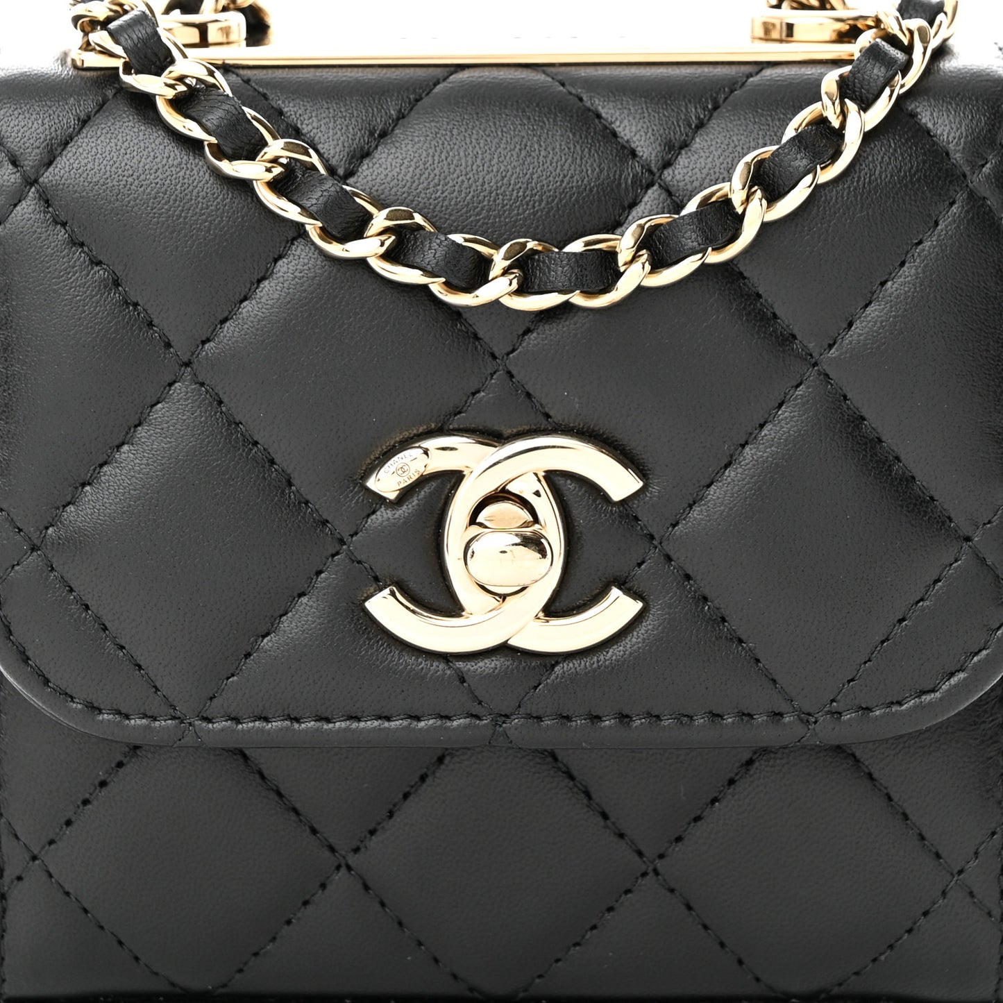 Lambskin Quilted Mini Trendy CC Chain Wallet Black