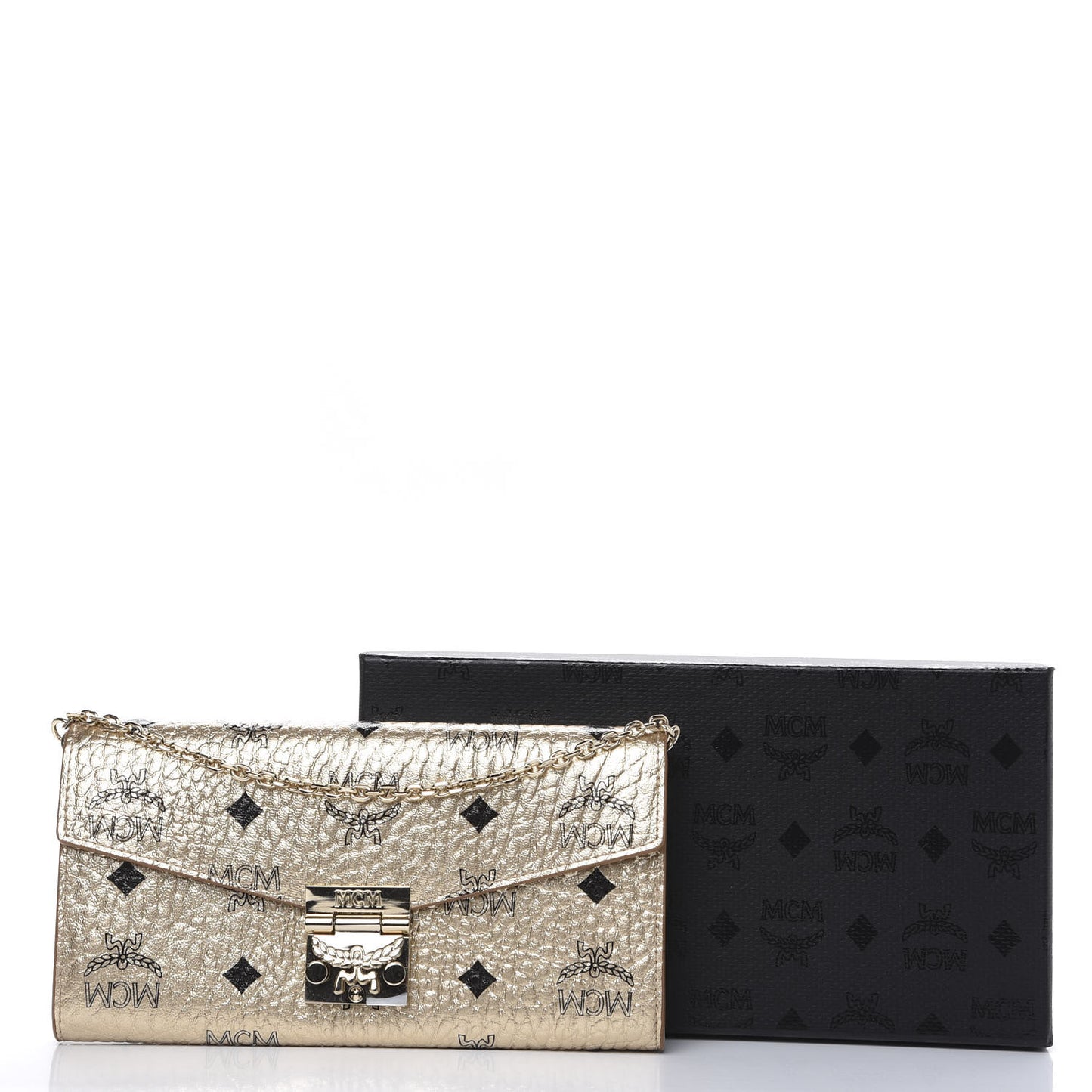 Metallic Visetos Patricia Wallet On Chain Gold