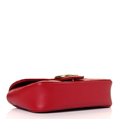 Gucci Calfskin Matelasse Super Mini GG Marmont Shoulder Bag Hibiscus Red 4 of 9