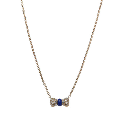 Van Cleef & Arpels 18K Yellow Gold Lapis Lazuli Diamond Bow Pendant Necklace 1 of 6