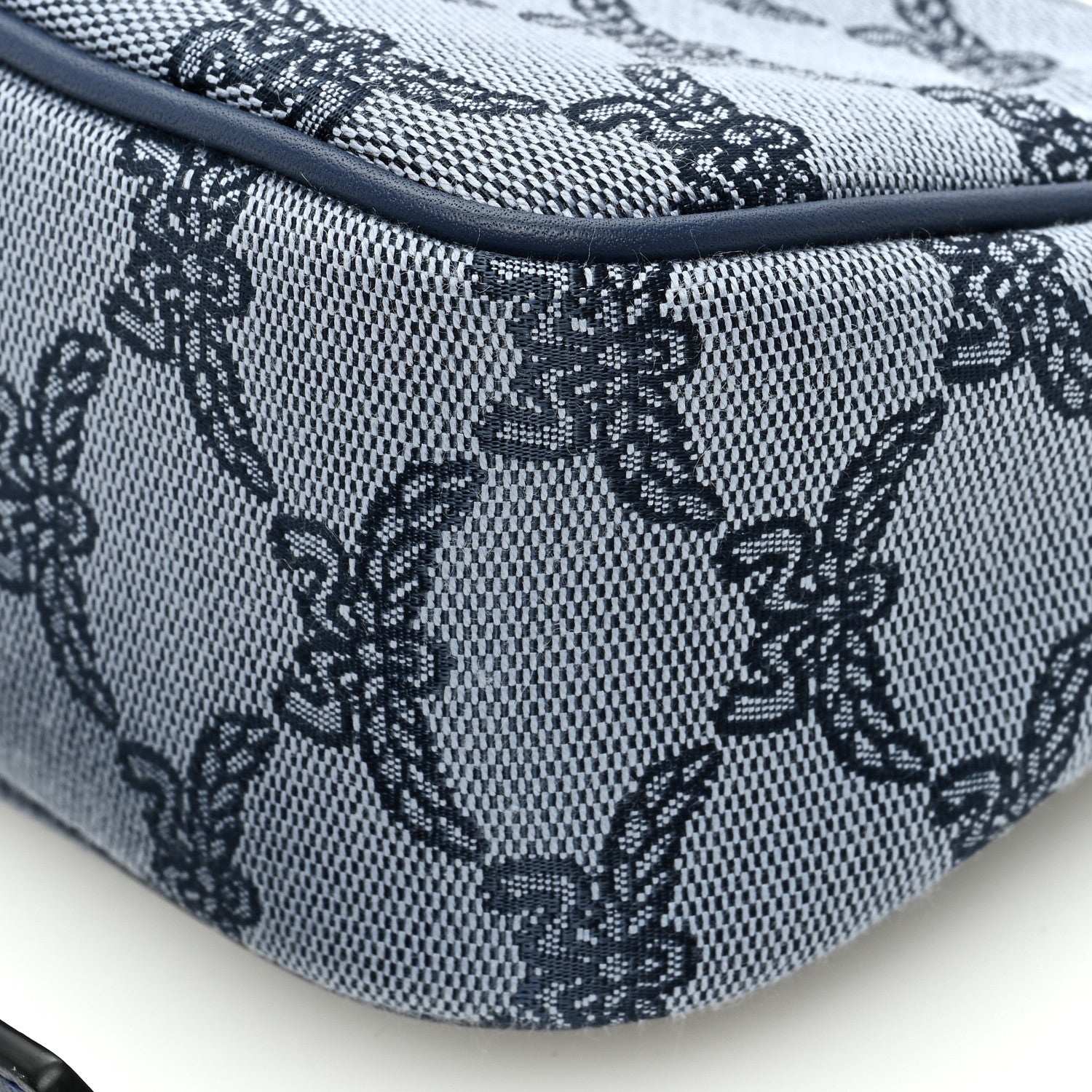 MCM Lauretos Jacquard Nappa Small Shoulder Bag Indigo 9 of 9