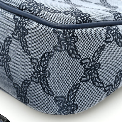 MCM Lauretos Jacquard Nappa Small Shoulder Bag Indigo 9 of 9