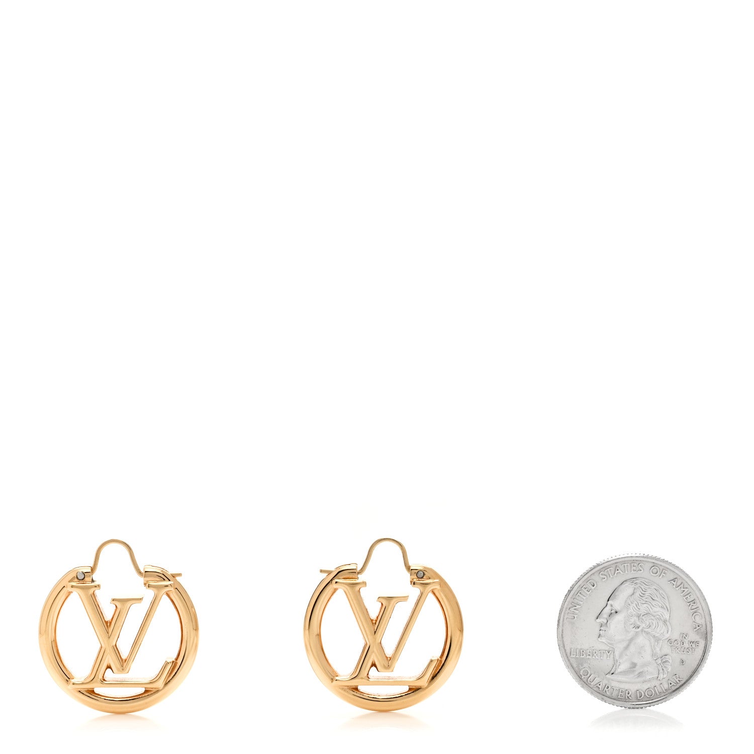 Louis Vuitton Metal Small Louise Hoop Earrings Gold 2 of 5