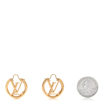 Louis Vuitton Metal Small Louise Hoop Earrings Gold 2 of 5