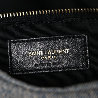 Saint Laurent Denim Quilted Medium Loulou Puffer Monogram Chain Satchel Azur 6 of 10