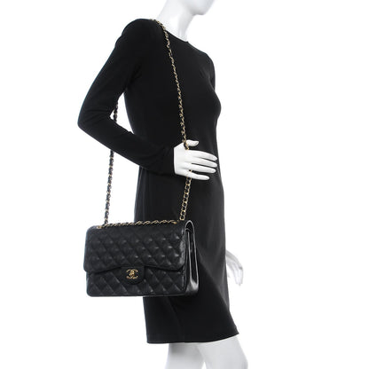 Chanel Caviar Quilted Jumbo Double Flap Black 2 of 8